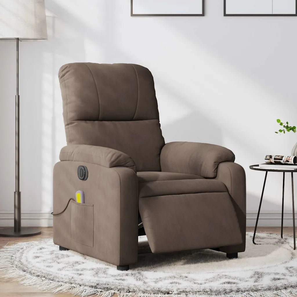 Poltrona Reclinabile Massaggiante | Sedia Relax Elettrica Marrone Microfibra