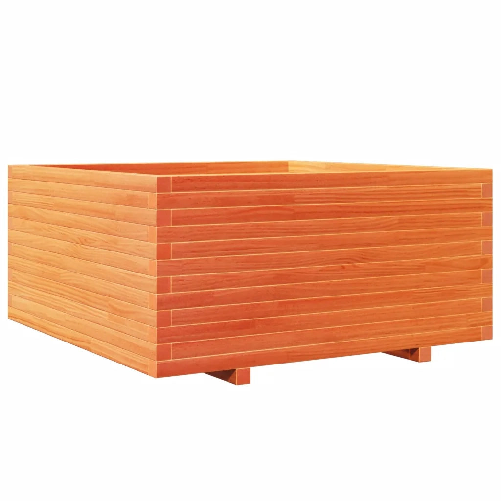Fioriera Giardino-Vaso da Esterno-Contenitore per Piante Marrone Cera 100x100x49,5 Legno Massello Pino