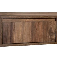 Tavolino in Legno Effetto Naturale con Cassetto Senza Maniglia, Scomparto Anteriore e Posteriore, Tavolino da Salotto Spazioso, Antracite, Nero + Grigio