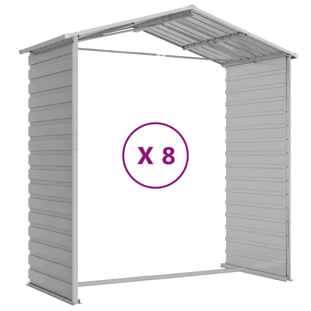 Casetta da giardino grigio chiaro 191x725x198 cm in acciaio zincato 3188249