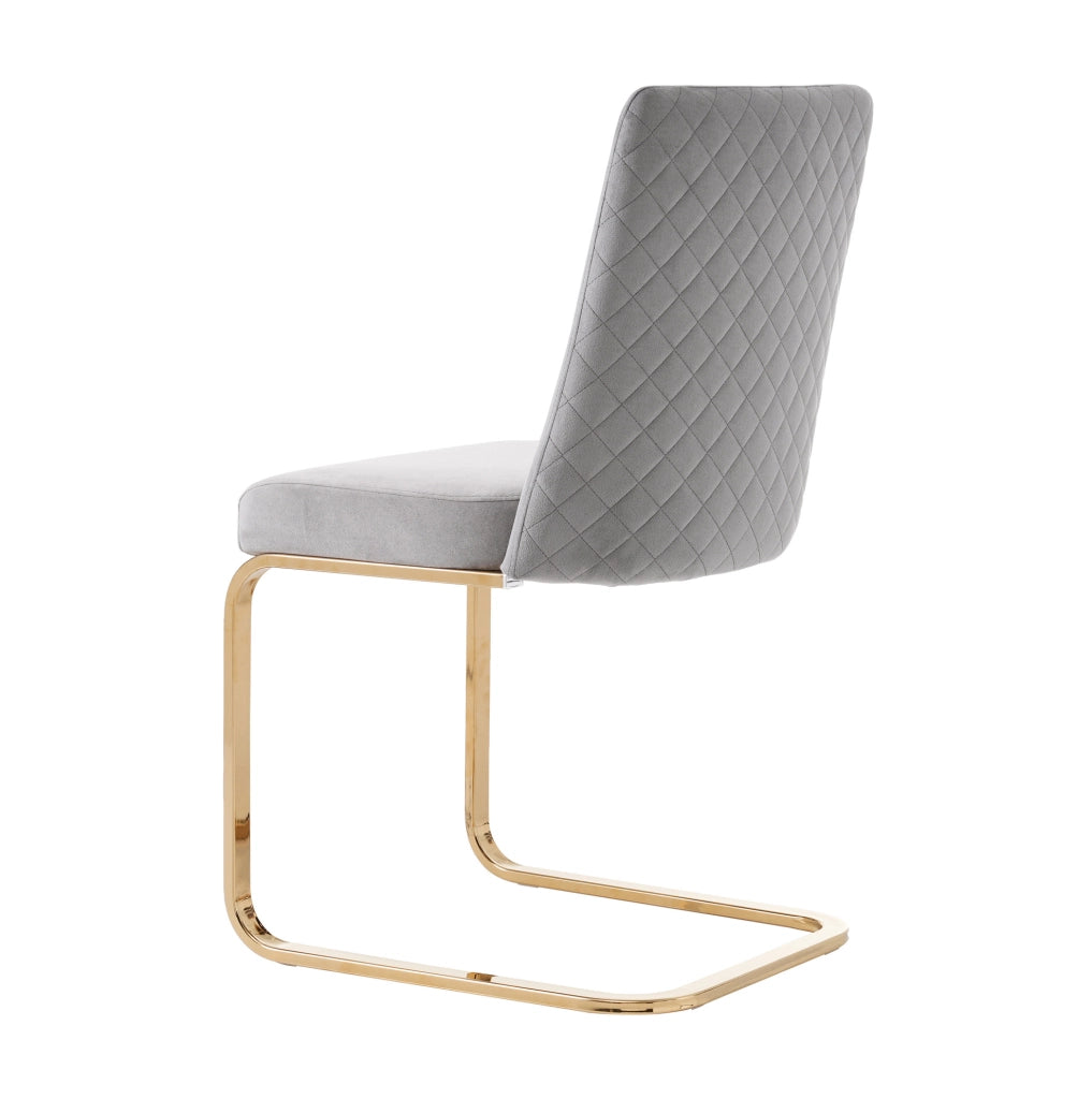 Set di 2 sedie da pranzo in velluto grigio con gambe metalliche