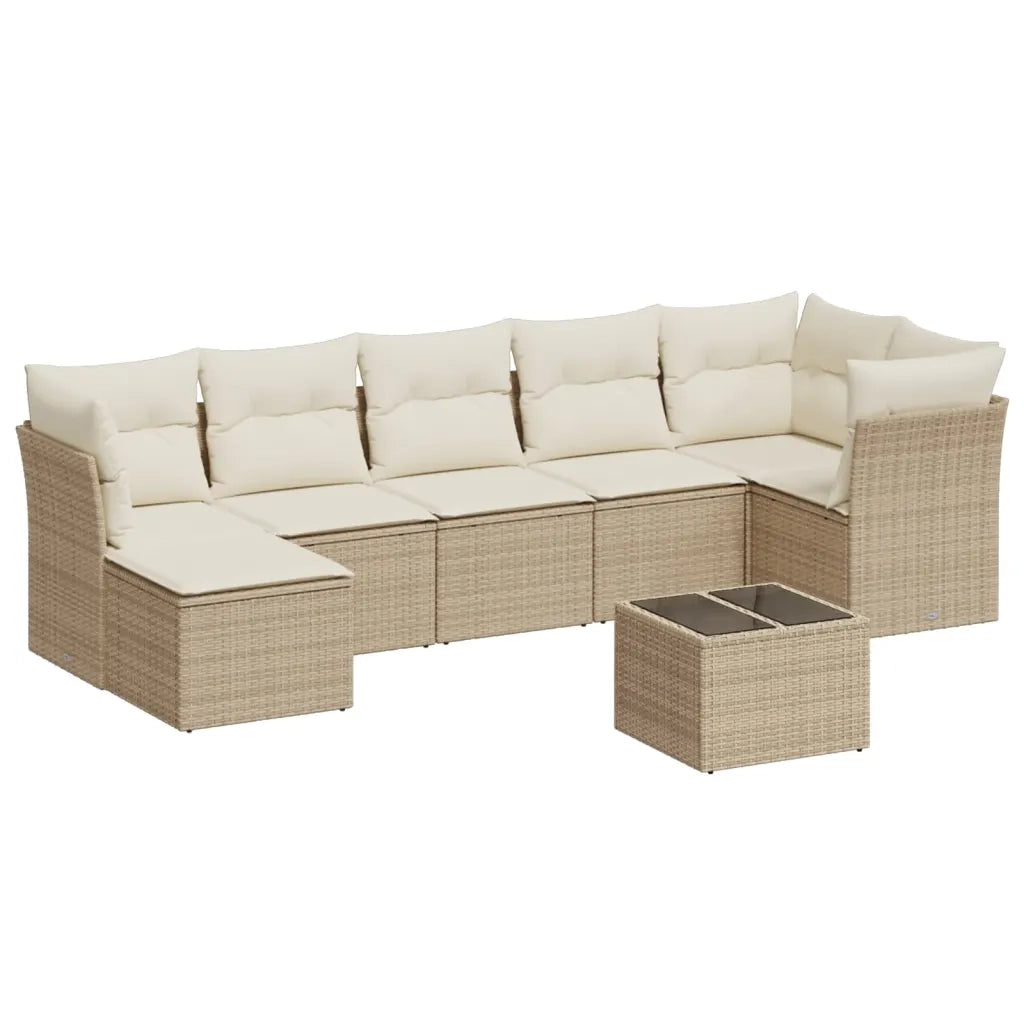 Set Divano da Giardino 8 pz con Cuscini Beige in Polyrattan 3217978