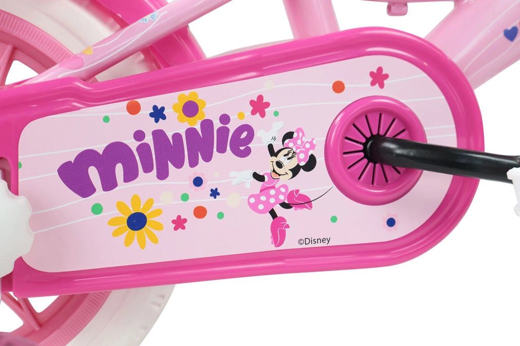 Bicicletta per Bambine 12" Disney Minnie Freno Caliper e Stabilizzatori in Acciaio Hi-Ten Rosa