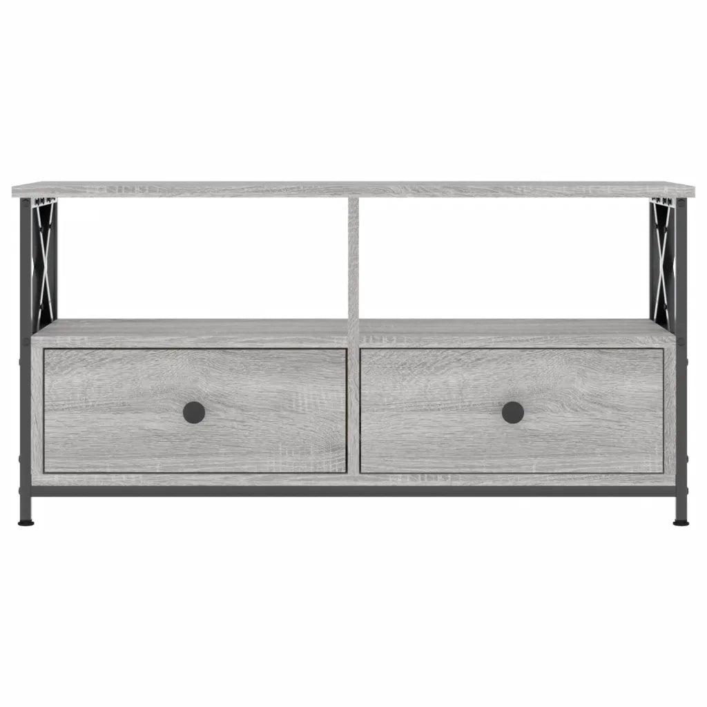Mobile TV Grigio Sonoma 90x33x45 cm Legno Multistrato e Ferro 831796
