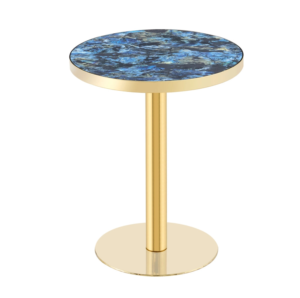 Tavolino rotondo Ø60 x 73;7 cm blu MDF e metallo; base stabile