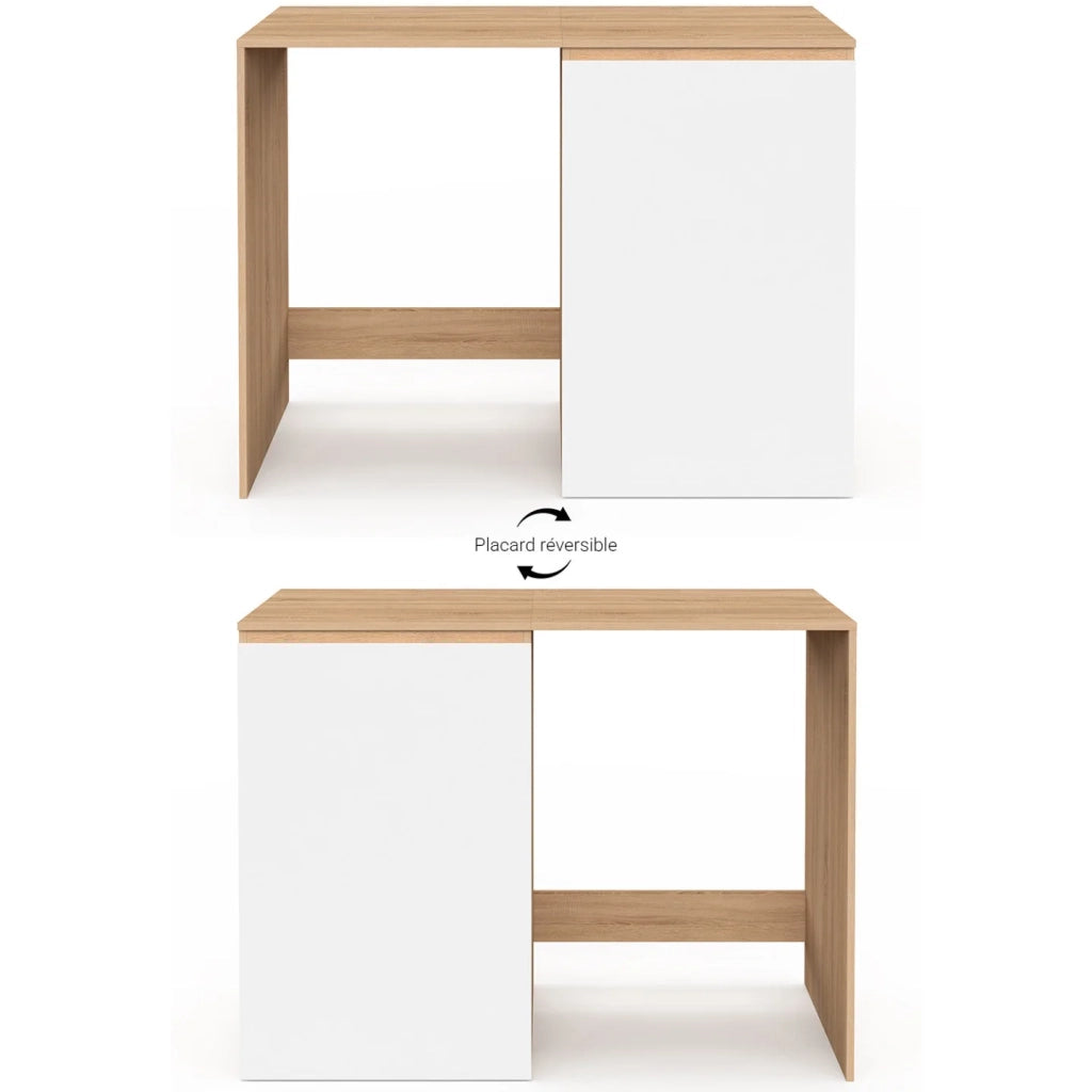 IDMarket - Mobile per lavatrice o asciugatrice con armadio TOMI, mobile per lavabo in legno effetto faggio e bianco