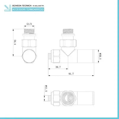 Kit valvole termoarredo raccordi multi 16x2 e testa termostatica cromo