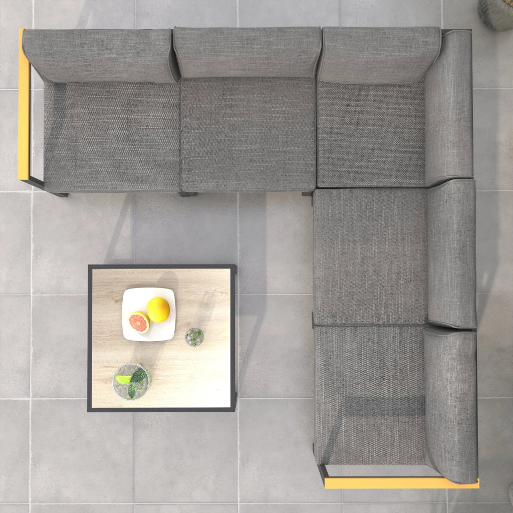 Set Salotto da Giardino con Divano e Tavolino ¨C Zephmum ¨C Alluminio, Cuscini Grigio
