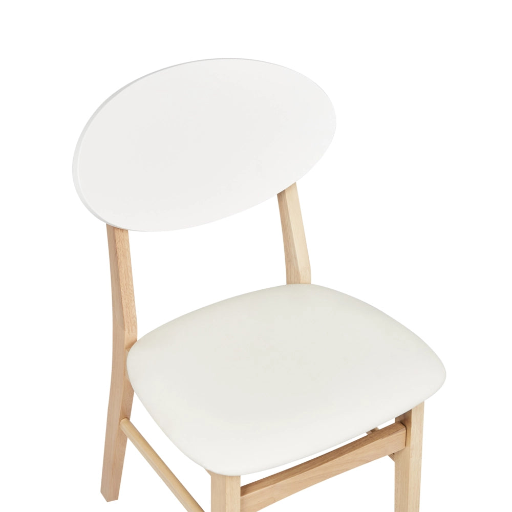 Set di 2 sedie da pranzo Struttura legno chiaro e bianco sporco Seduta in ecopelle Senza braccioli Design scandinavo
