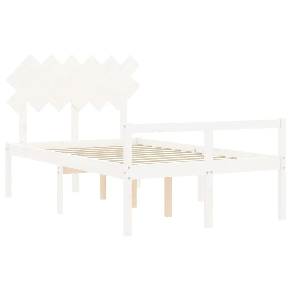 Letto per Anziani con Testiera-Struttura Letto per Anziani Bianco Double in Legno Massello