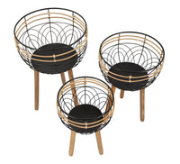 Set 3 Porta Vasi Oporto Ø 35x54,5-30x48-25x41,5 cm in Rattan