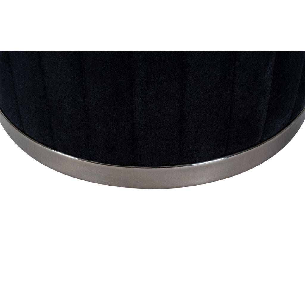 Pouf Doric 100 in Tessuto Nero con Base in Metallo Grafite