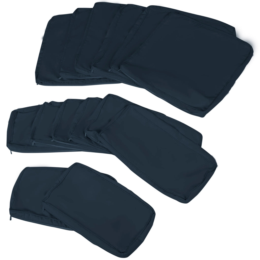 Set di 14 Fodere per Cuscini Divano da Giardino ¨C zephmum ¨C Blu, 6 Fodere per Seduta e 8 per Schienale