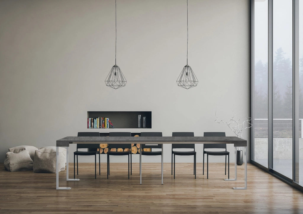 Consolle Allungabile 90-300x40x77 cm Tecno Noce telaio Bianco