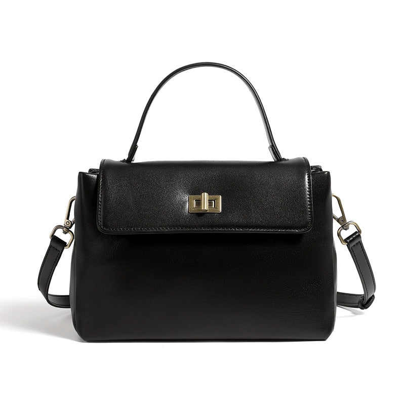 Borsa a mano e a tracolla da donna in vera pelle nera