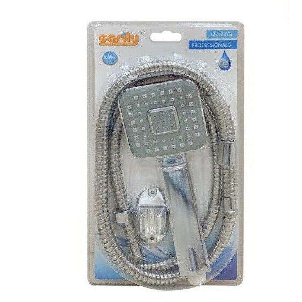 Trade Shop - Kit Bagno Doccetta Doccino Soffione Doccia Quadrato Laccio 1,8 Mt Staffa 59167 -