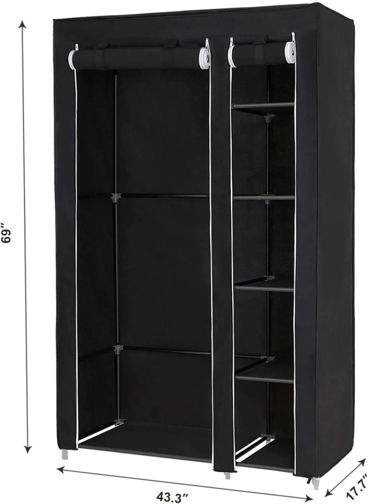 Armadio pieghevole porta abiti tela 175 cm nero 12_0000198