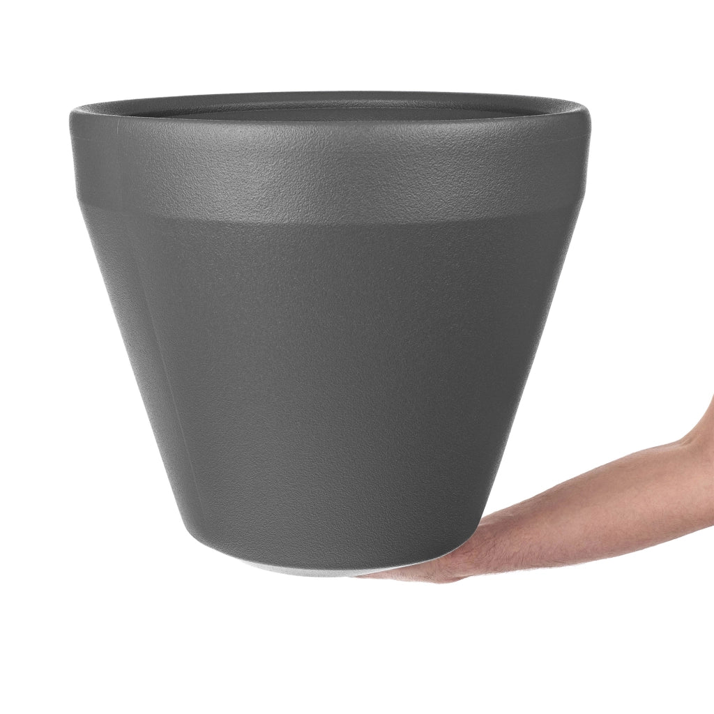 Vaso da fiori KADAX, grande, rotondo, per giardino e terrazzo, color antracite, 46 cm