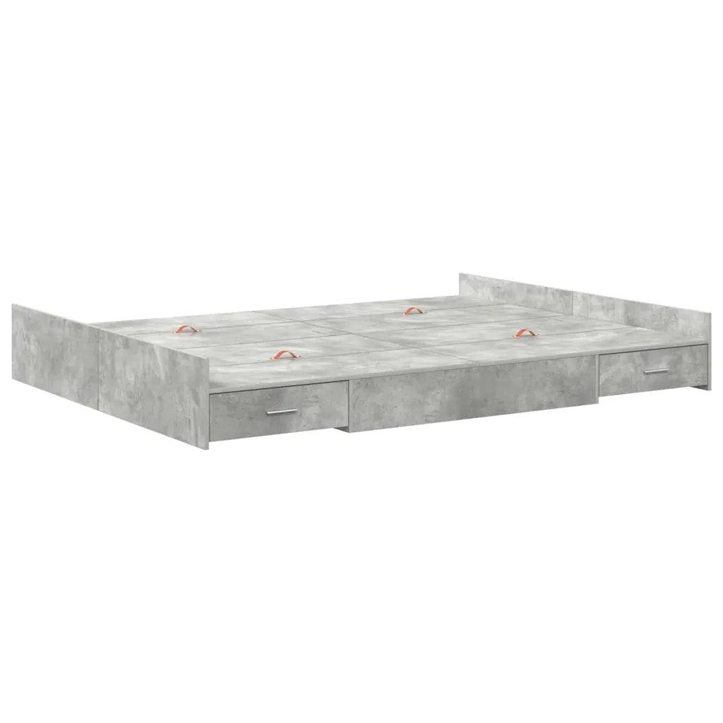 Struttura letto con contenitore-Giroletto con contenitore Grigio cemento 135 x 190 cm