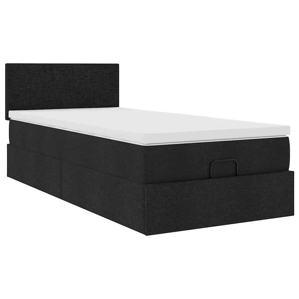 Struttura Letto Pouf con Materasso Nero 90x190 cm in Tessuto 3311340