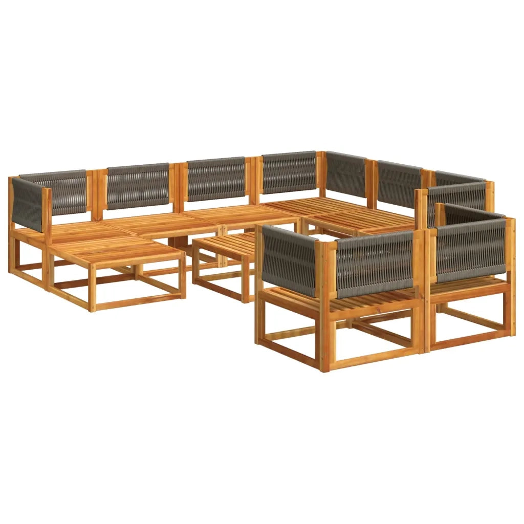 Set Divani da Giardino 10pz con Cuscini Legno Massello Acacia