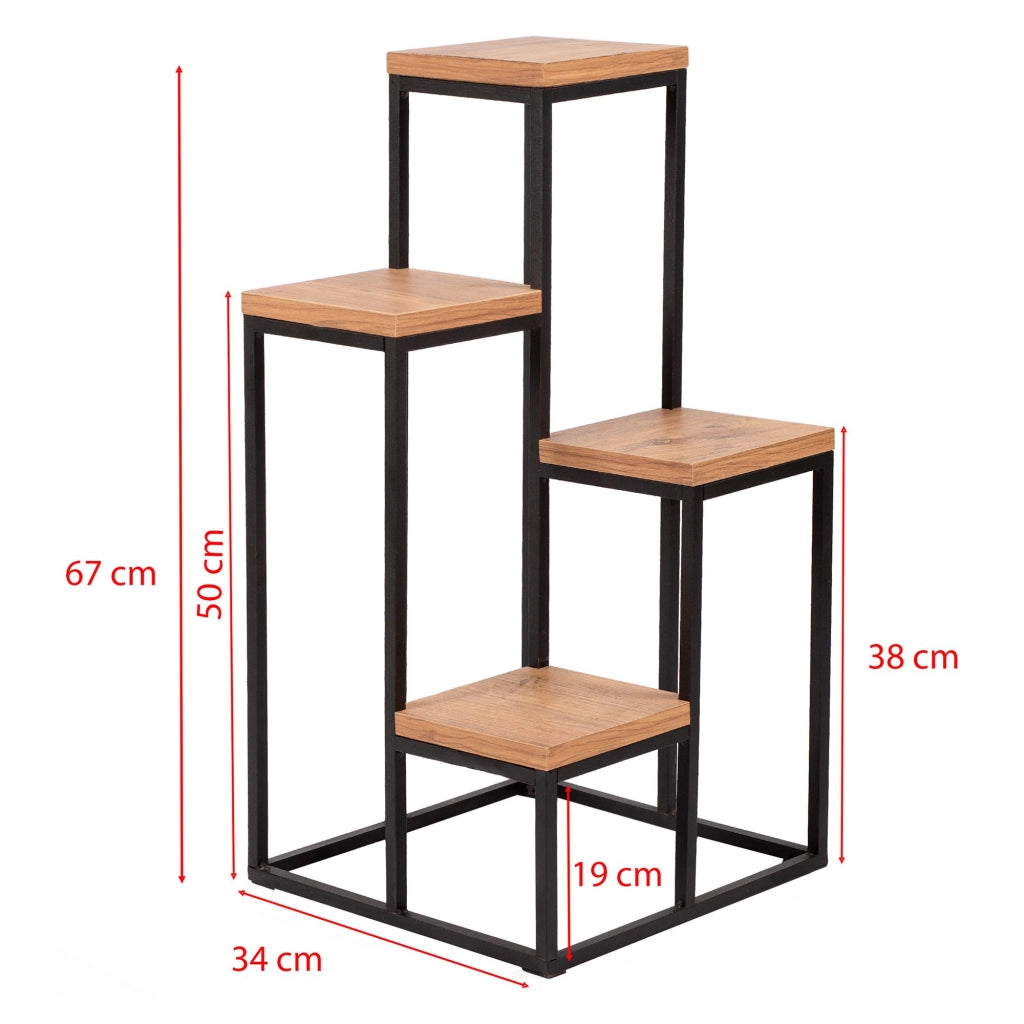 Mompeo, Scaffali 4 Ripiani, 34x65x39h cm Marrone Noce