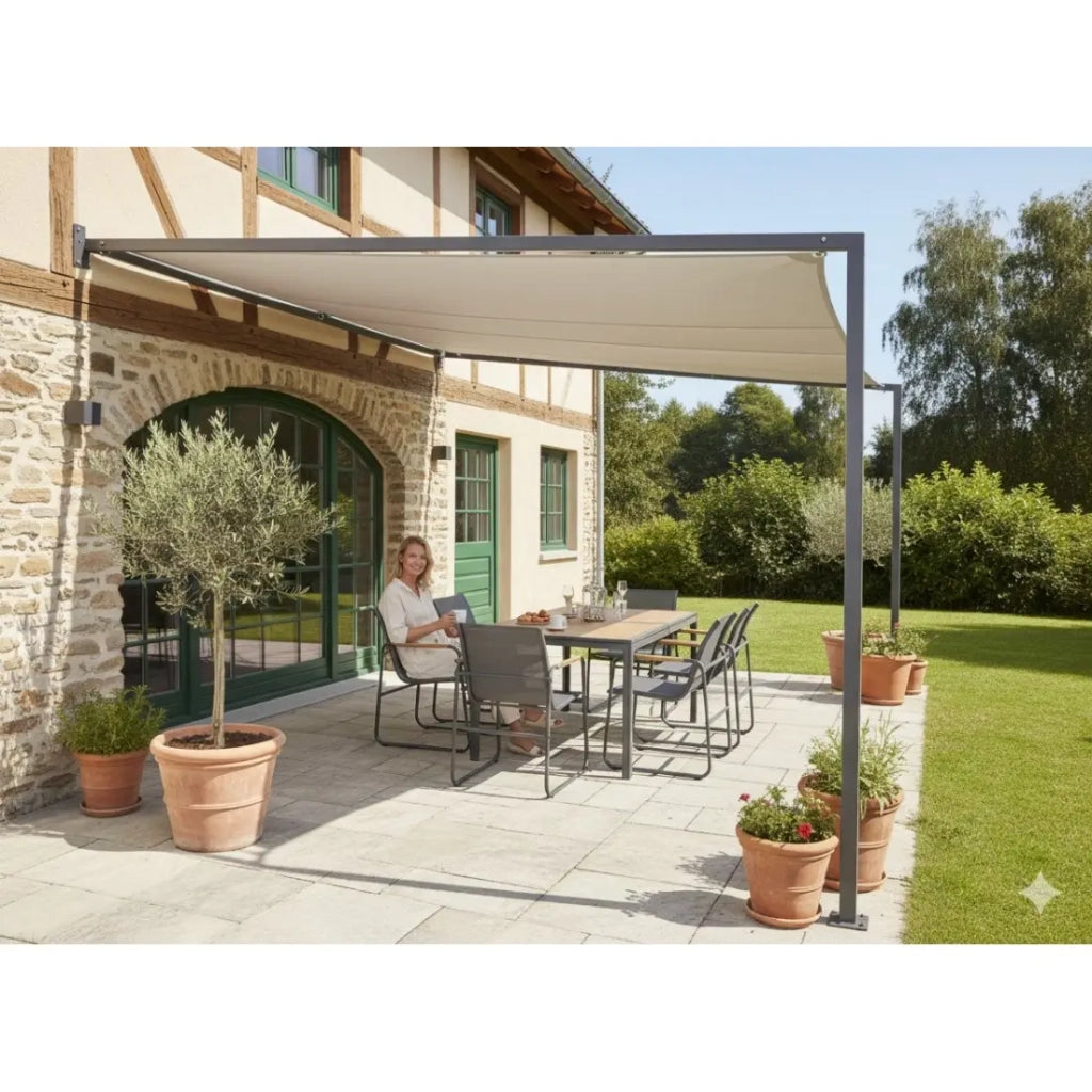 Salotto da giardino DARVIA 6 posti tavolo 150 cm alluminio antracite di alta qualità