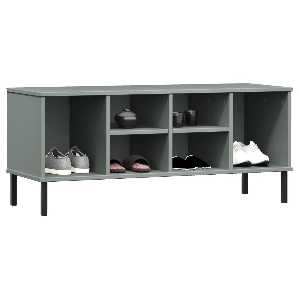 Scarpiera | Mobile per scarpe Gambe Metallo Grigio 106x35x45cm Legno Massello OSLO