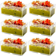50 pezzi di Ciotole di Dessert in Plastica - 140ml Ciotole di Dessert Rettangolari - Ciotole di Dessert Chiare - Ciotole da Parabaita per Antipasto - Bacinella di Servizio Reutilizzabile per Dessert Pudding Mousse Festa - 10 * 4,8cm