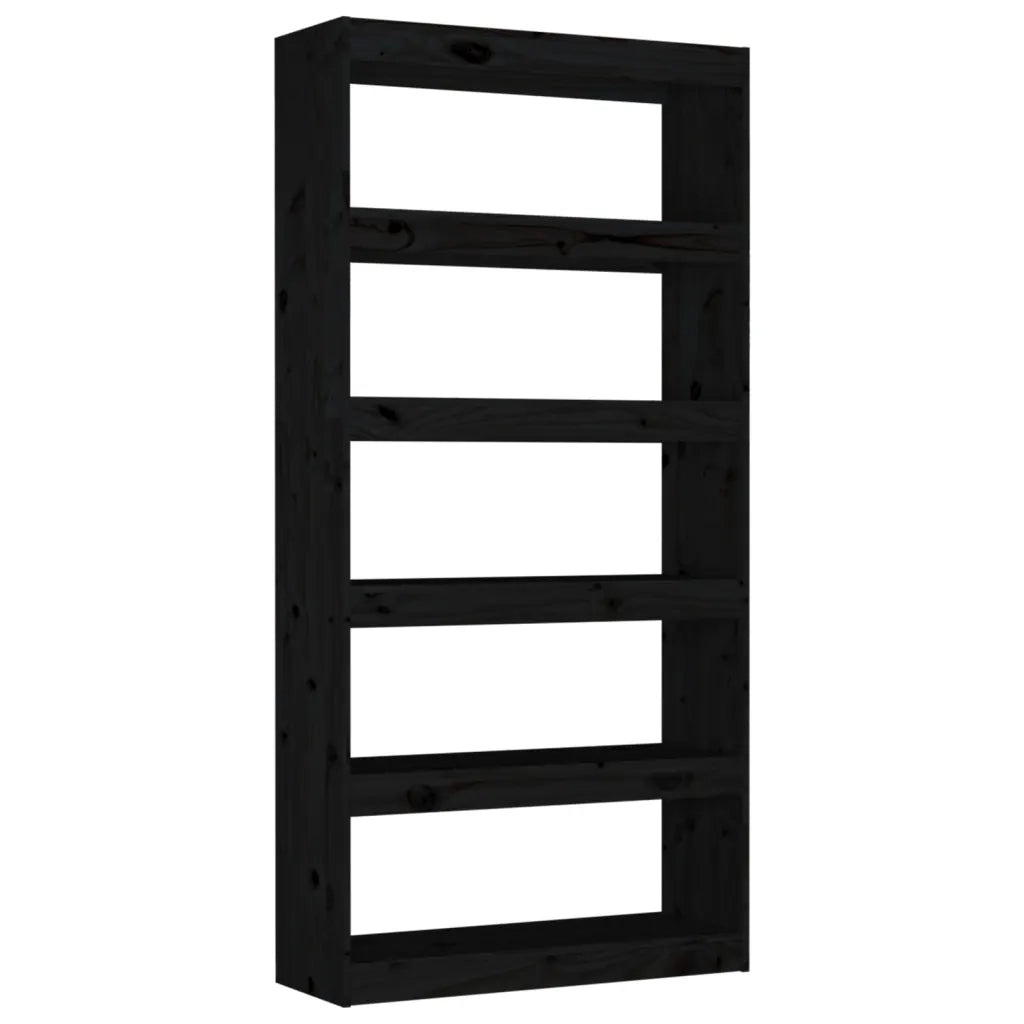 Libreria/Divisorio Nero 80x30x167,4 cm Legno Massello di Pino 808202