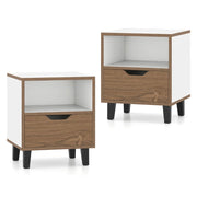 Set di 2 comodini moderni 37 x 33 x 44 cm con cassetto aperto atmosfera accogliente truciolato bianco 20_0012485