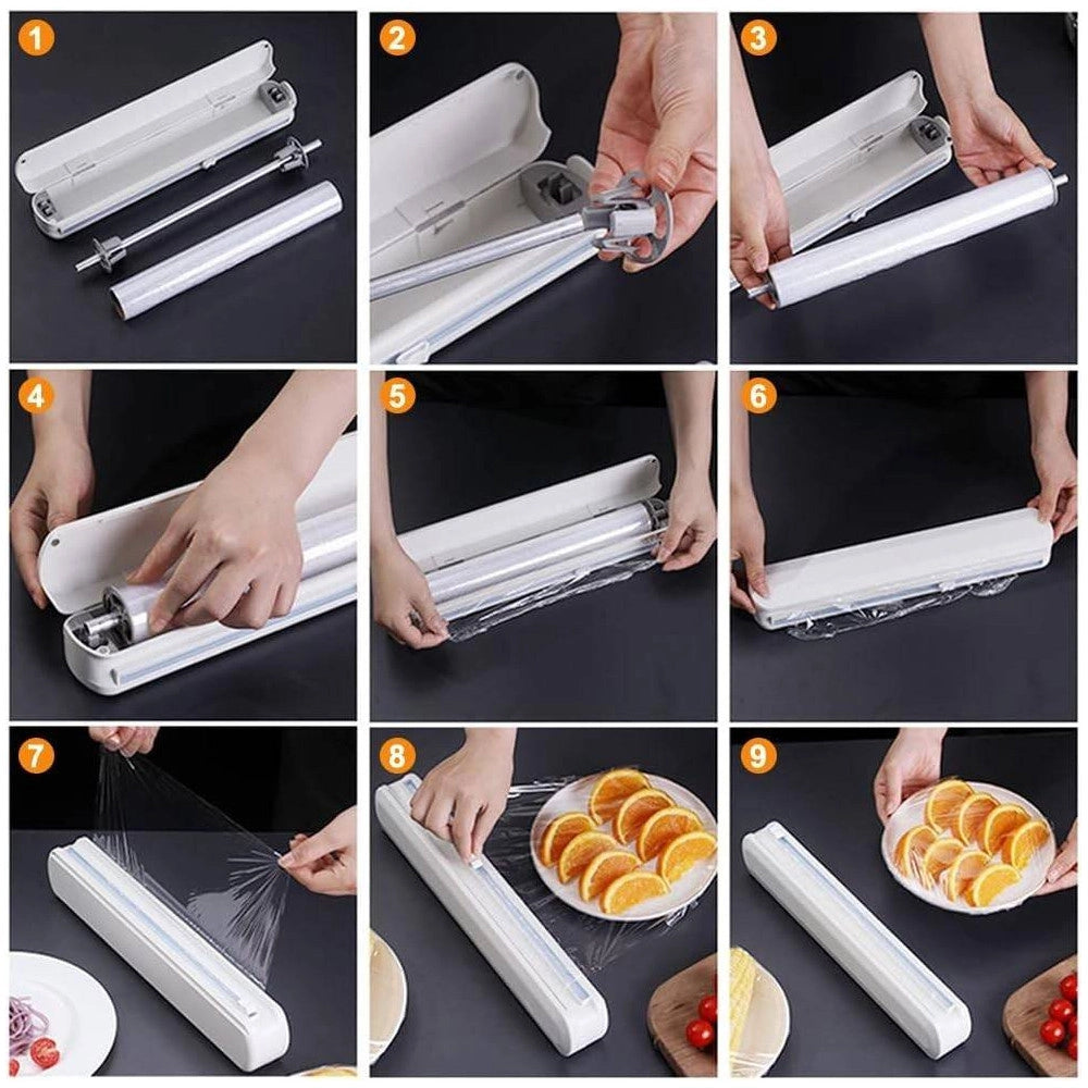 Trade Shop - Dispenser Per Pellicola Trasparente Alimenti O Carta Alluminio Con Taglierino -
