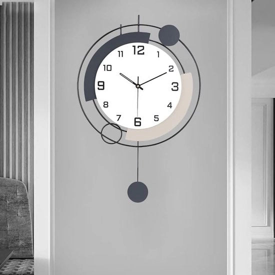 Ora Grande Decorativa con Pendolo Silenziosa Qualità Quarzo Batteria alimentata Grande Ora da Parete per Salotto, Cucina, Casa, Bagno, Camera da Letto Decorazione da Parete, 16x25,6 pollici