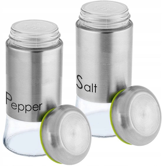 Set di ciotole per sale e pepe, 2 pezzi, 150 ml, ciotola di vetro e acciaio inossidabile, ciotola per sale miniatura, ciotola per spezie con coperchio, contenitore per spezie, piccolo, trasparente/argentato