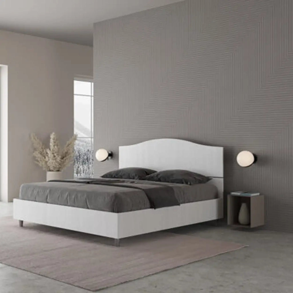 Letto matrimoniale con rete 160x200 bianco frassino Dores