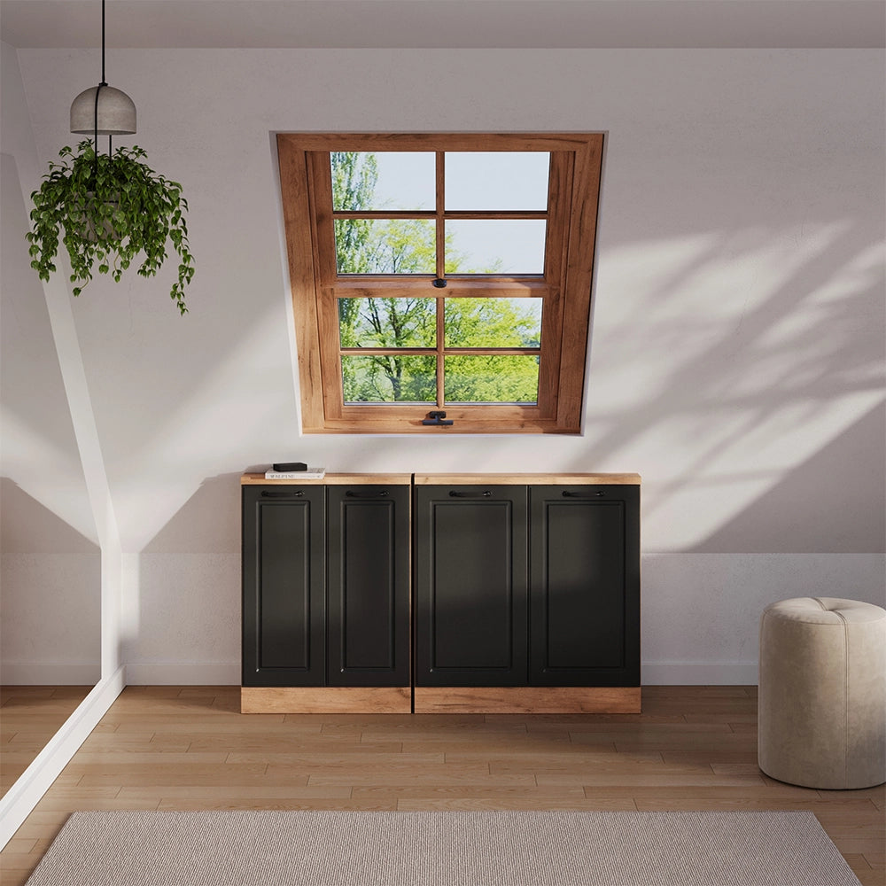 Set di mobili sottotetto Rion Antracite rustico/Rovere dorato Set di 2 Vicco