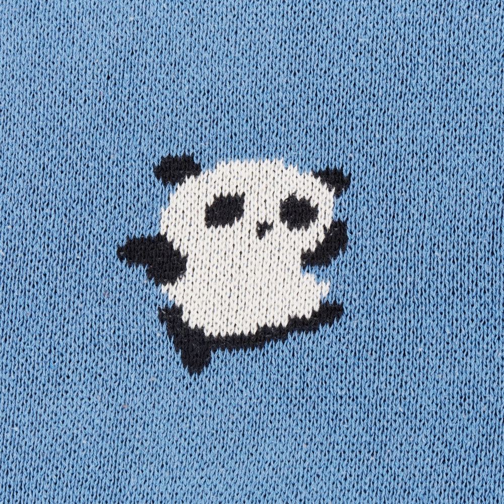 Copertina in cotone blu per la cameretta con motivo panda 130 x 170 cm stile moderno