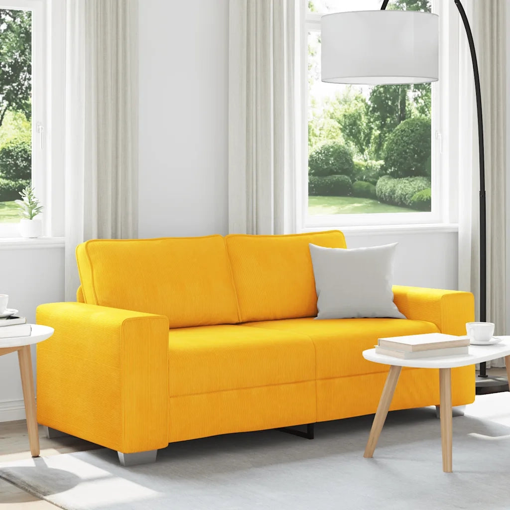 Divano Divanetto Giallo Chiaro 140cm Tessuto di Velluto a Coste