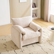 OKWISH Poltrona da Salotto, Seduta Ampia e Design Ergonomico con Cuscini Braccioli, Ciniglia, Beige