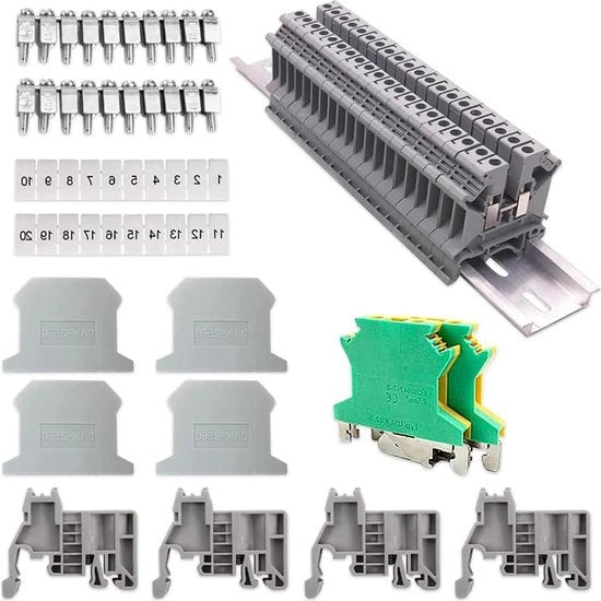 Blocco di fissaggio a rail DIN Universale con interruttore UK-25 con leva di comando per progetti di automazione - trasformazione di circuito.