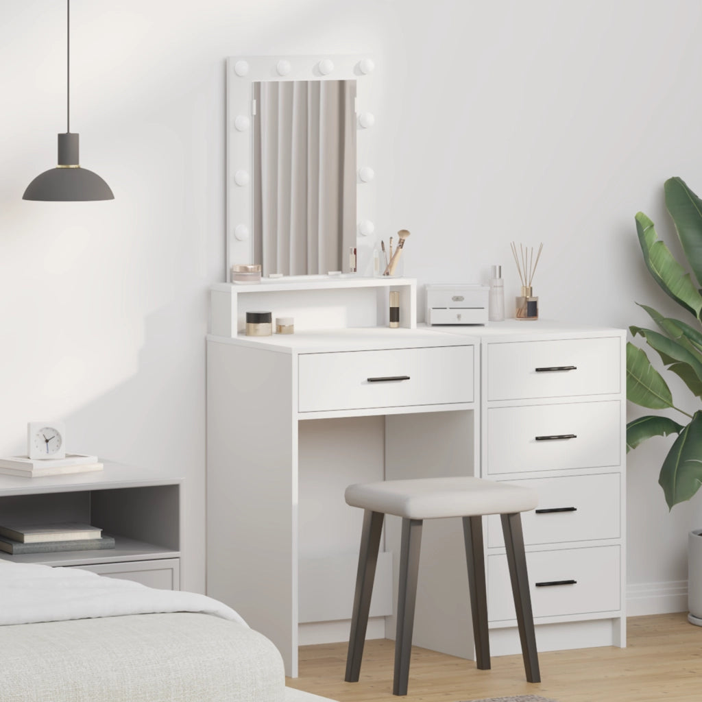 Toeletta vitaXL con luci LED Bianco 50x41x140 cm
