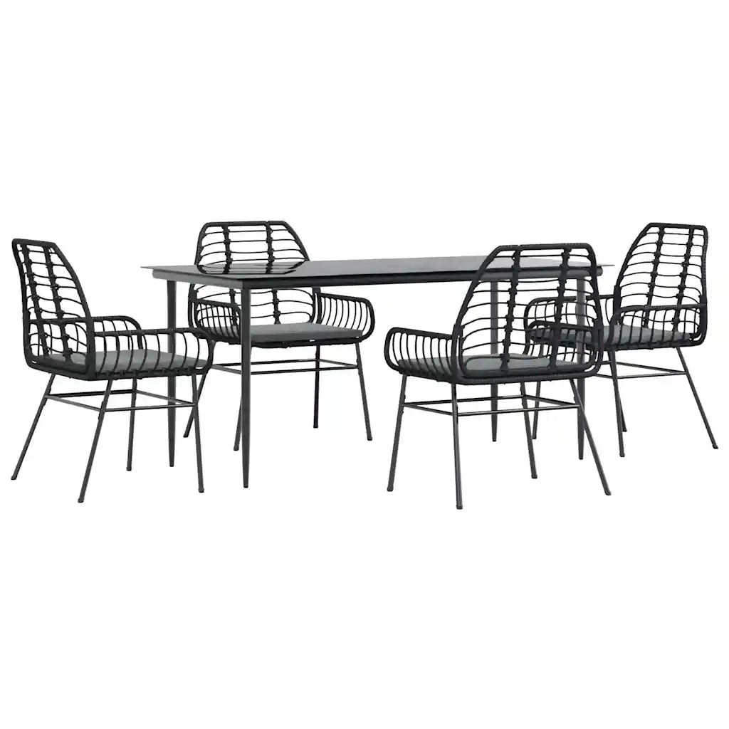 Set da Pranzo da Giardino con Cuscini 5 pz Polyrattan Vetro 3334453