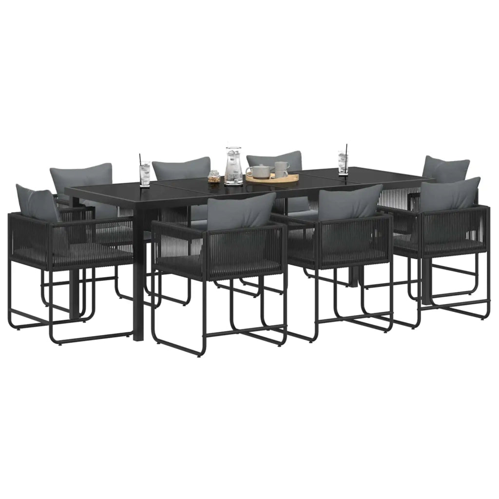Set da Pranzo per Giardino 9 pcs Nero e antracite
