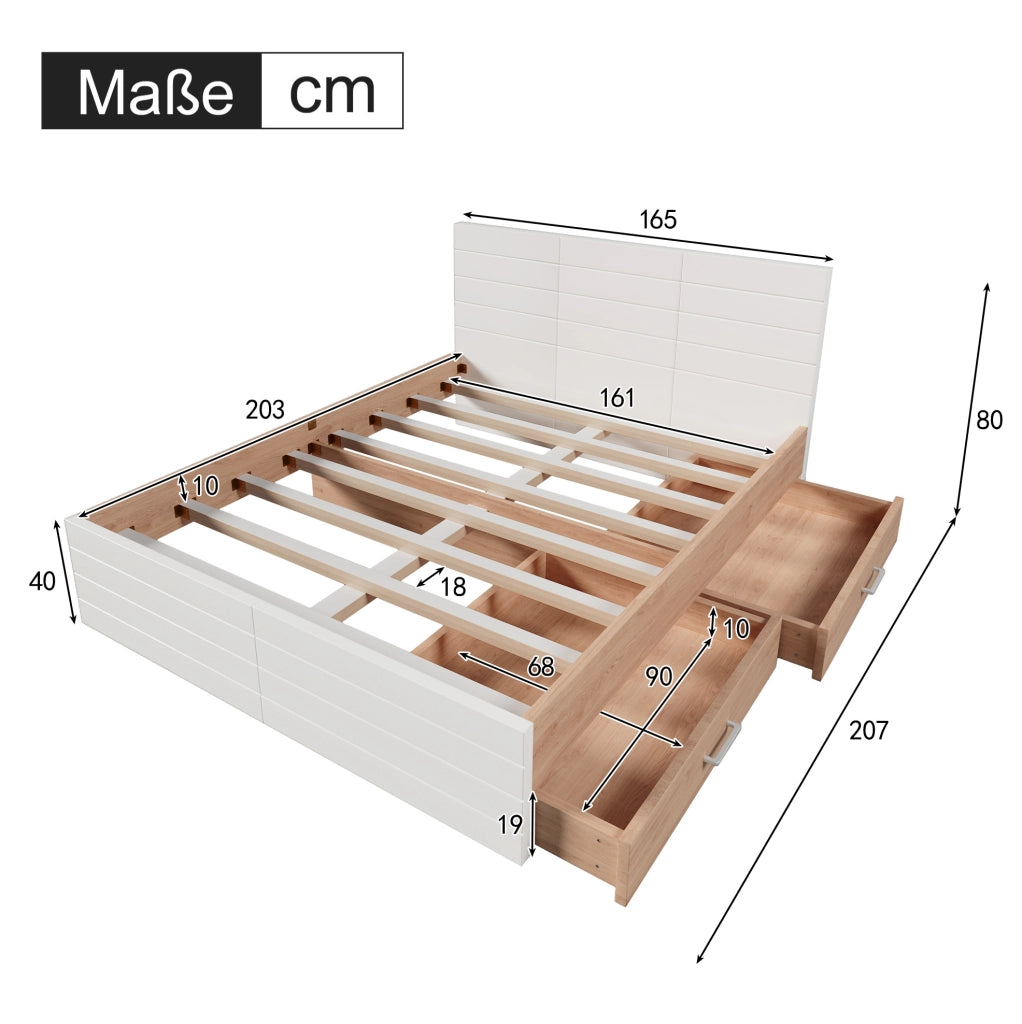 Letto matrimoniale 160x200 con materasso, cassetti e rete a doghe
