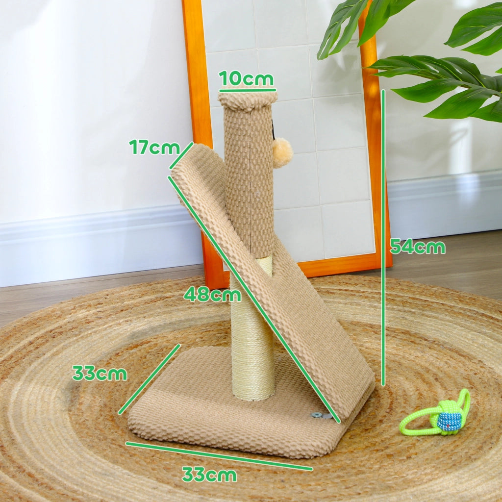 Tiragraffi con Tappetino Graffiatoio, Palla Gioco, Sisal - Xylo - 54 cm Beige
