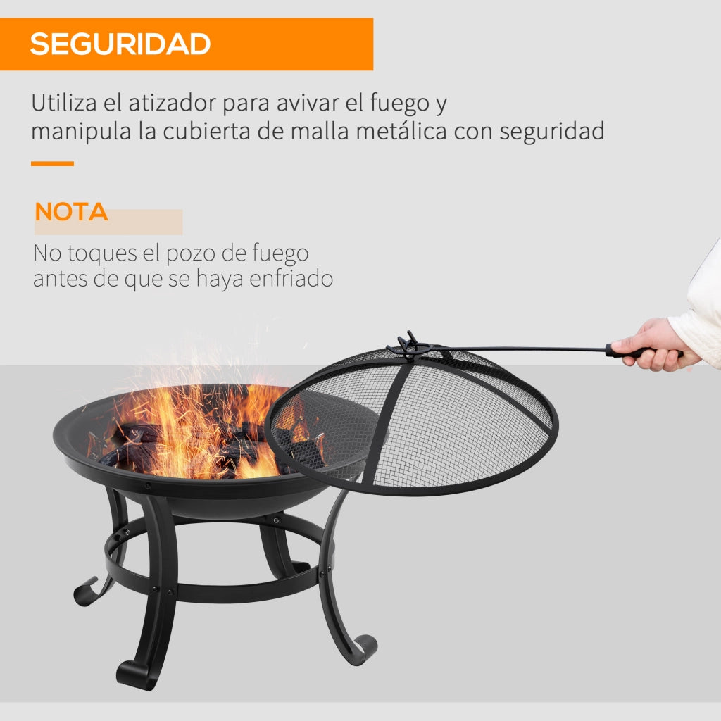 Brasero per Giardino in Acciaio con Griglia ¨C Minimal ¨C Nero 55x50 cm