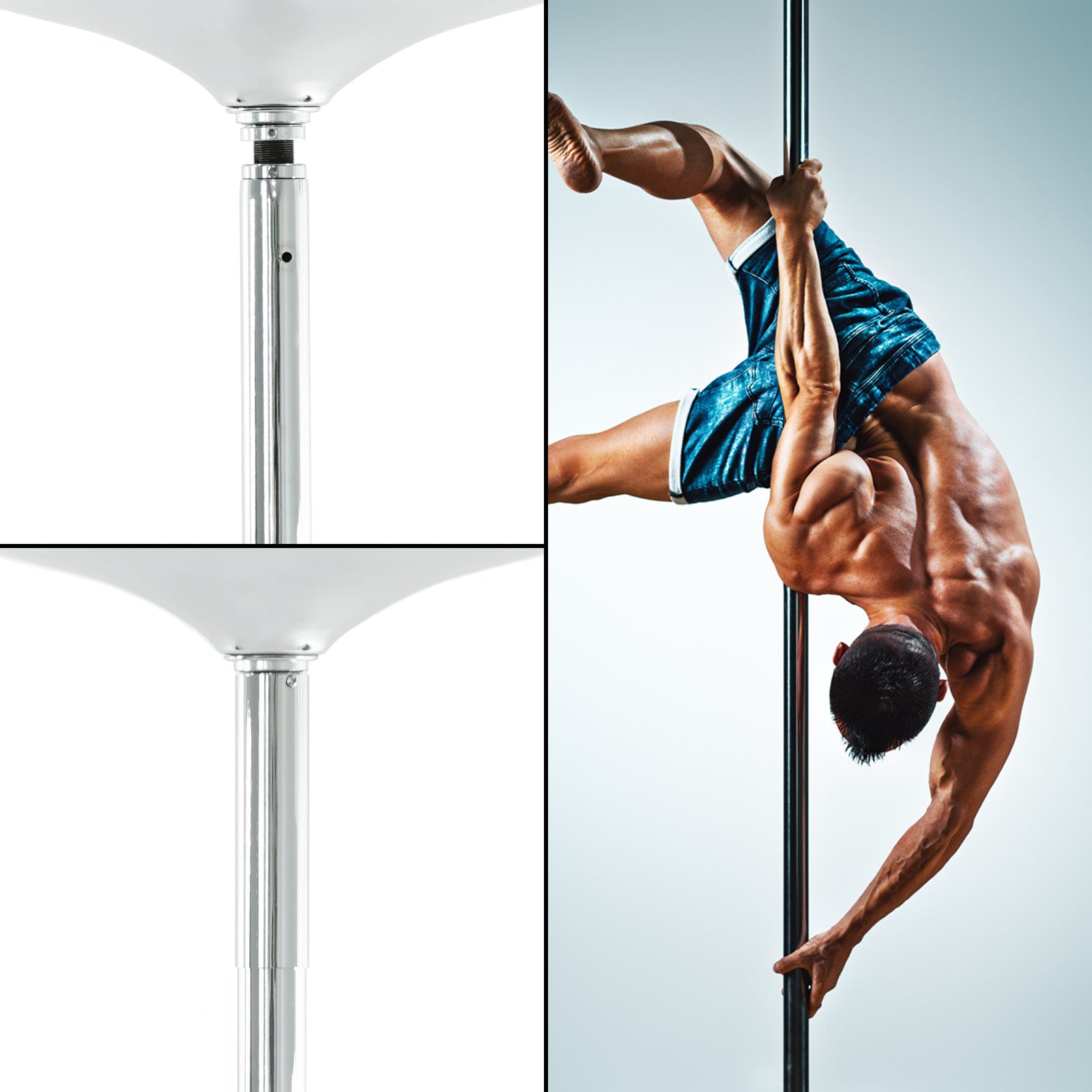 Palo da pole dance Ø 45 mm Altezza regolabile 2,31-2,74 m In acciaio Non richiede fori