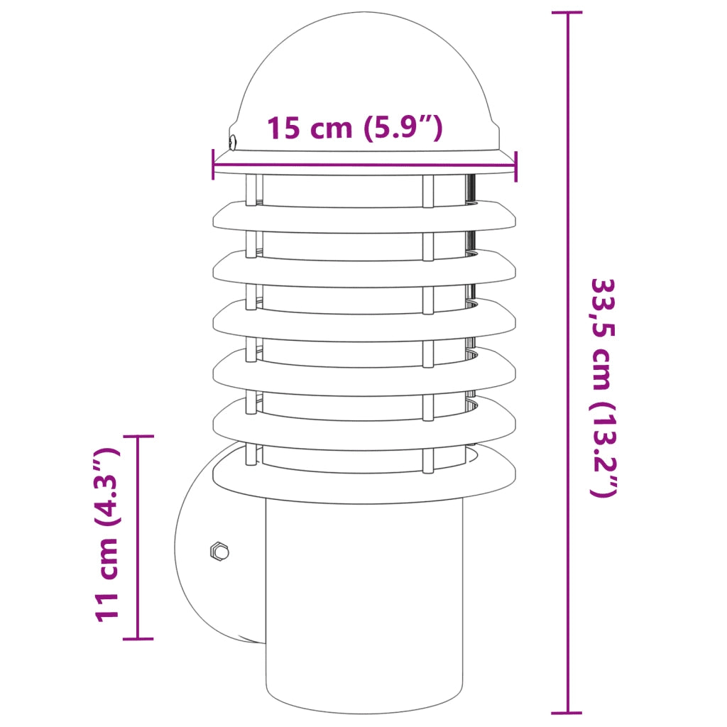 Applique da Esterno 2 pz Argento in Acciaio Inossidabile CFW2803967