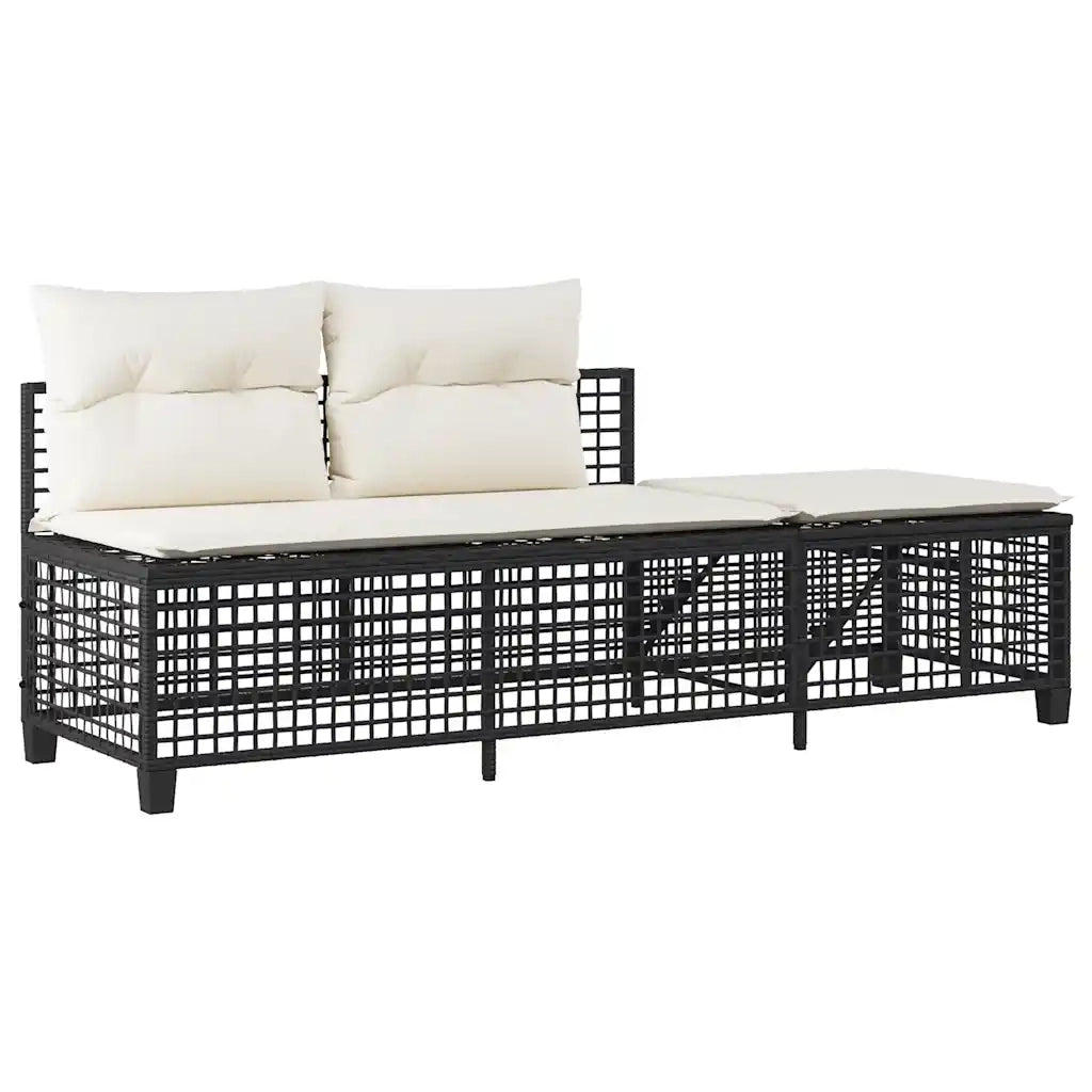 Set Divani ad Angolo 3 pz con Cuscini in Polyrattan Nero 365443