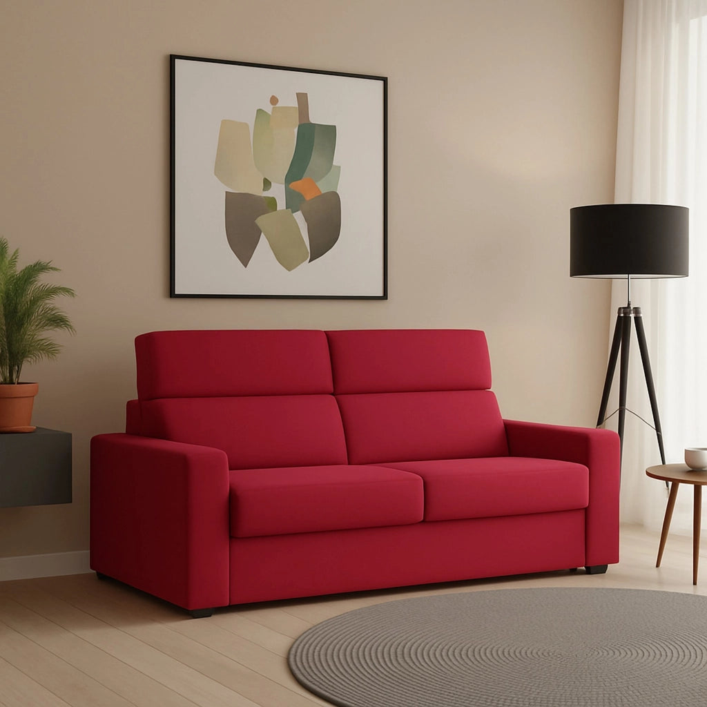 Vialfre, Divano Fisso 2 Posti Sfoderabile Made in Italy, 180x95x100h cm Rosso